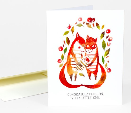 Foxes Little One Baby Card