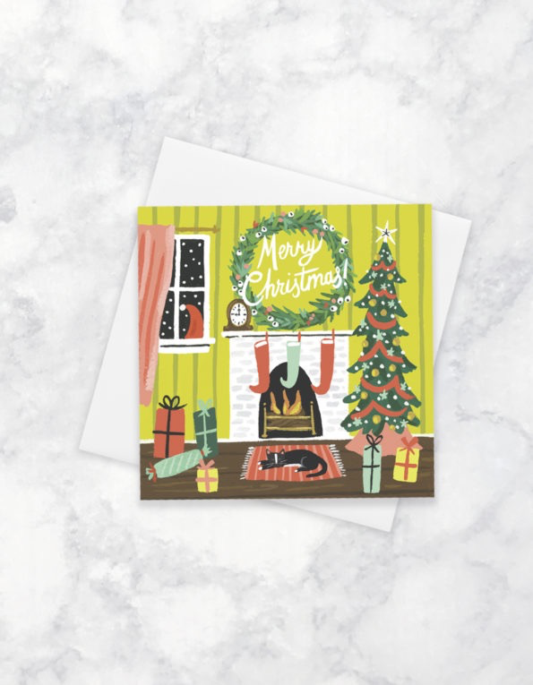 Festive Fireplace Holiday Card