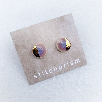 Studs - Small Circle Studs - Lavender + Gold