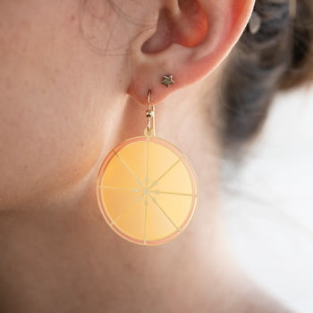 Citrus Slice "Hoop" Earrings - Grapefruit