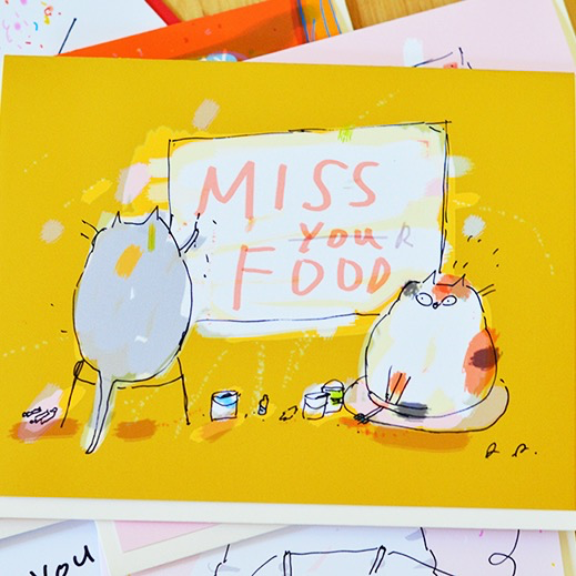 Miss Your Food Cat Card