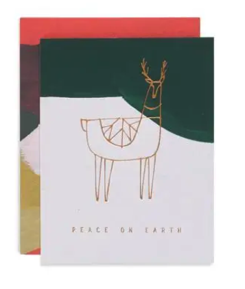Reindeer Peace Handpainted Card