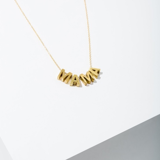 MAMA Necklace: 24K Gold Plated Letters