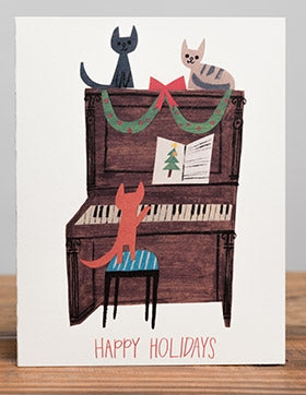 Cat Piano Holiday Card