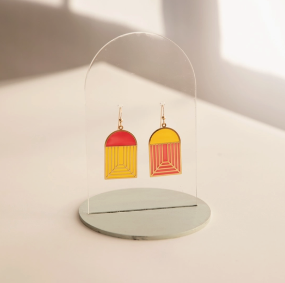 Translucent Arch Earrings - Summer Collection (Ketchup and Mustard)