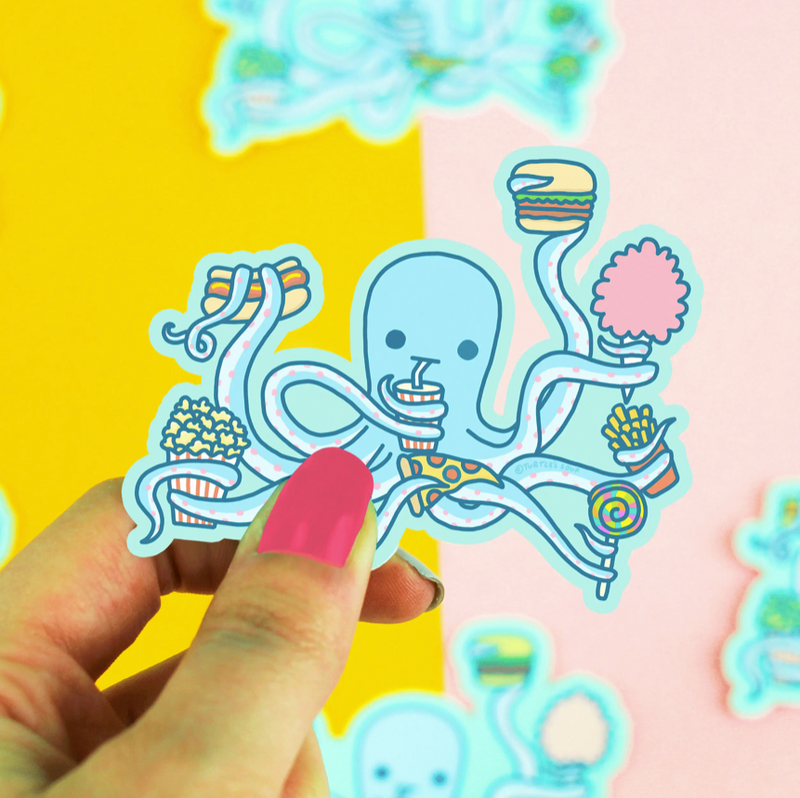 Hungry Octopus Vinyl Sticker