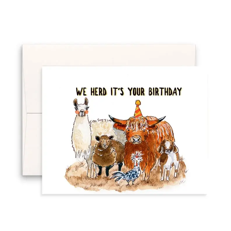 Farm Animals Herd Birthday Card