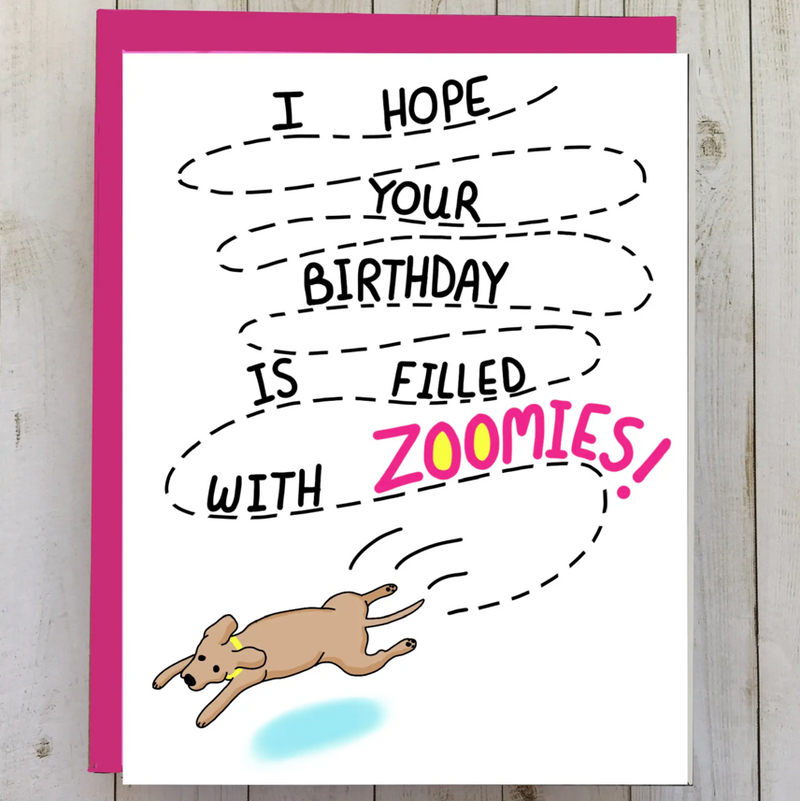 Dog Zoomies Birthday Card