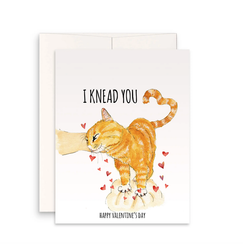 I Knead You Cat Love Valentines Day Card