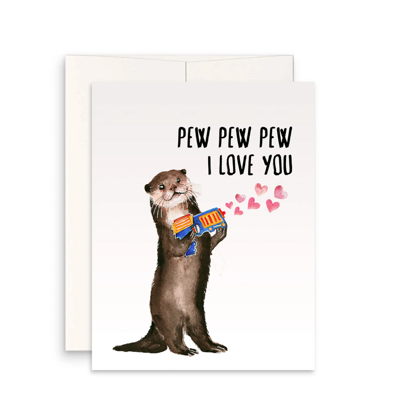 Pew Pew Love Otter Valentines Day Card
