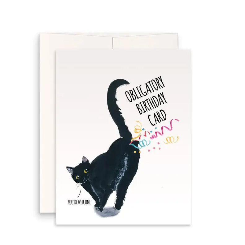 Black Cat Fart Birthday Card