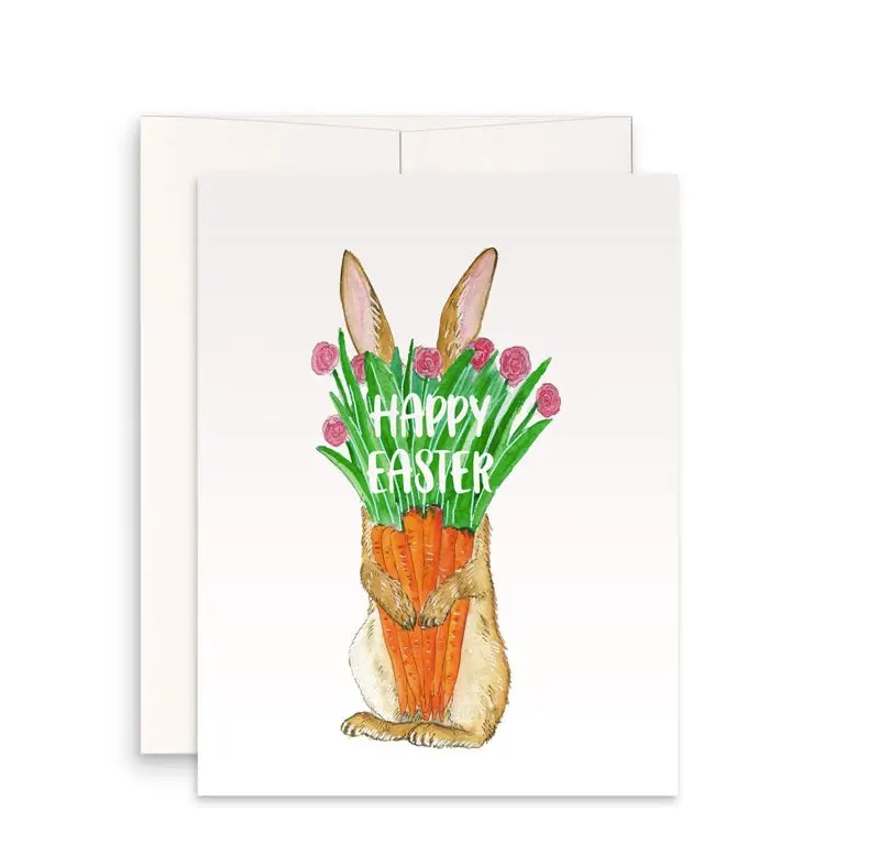 Carrot Flower Bunny Easter Card