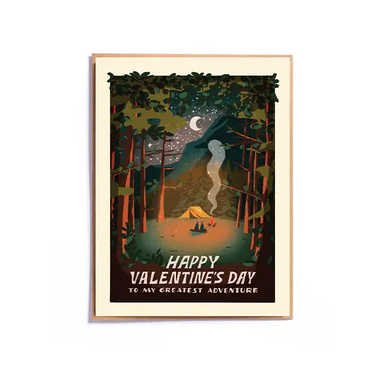 National Parks Valentine's Day Card - Camping Adventure