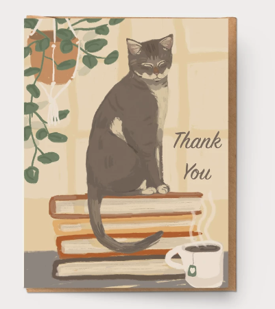 Book and Cat Thank You Card