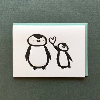 Penguins and Heart Card