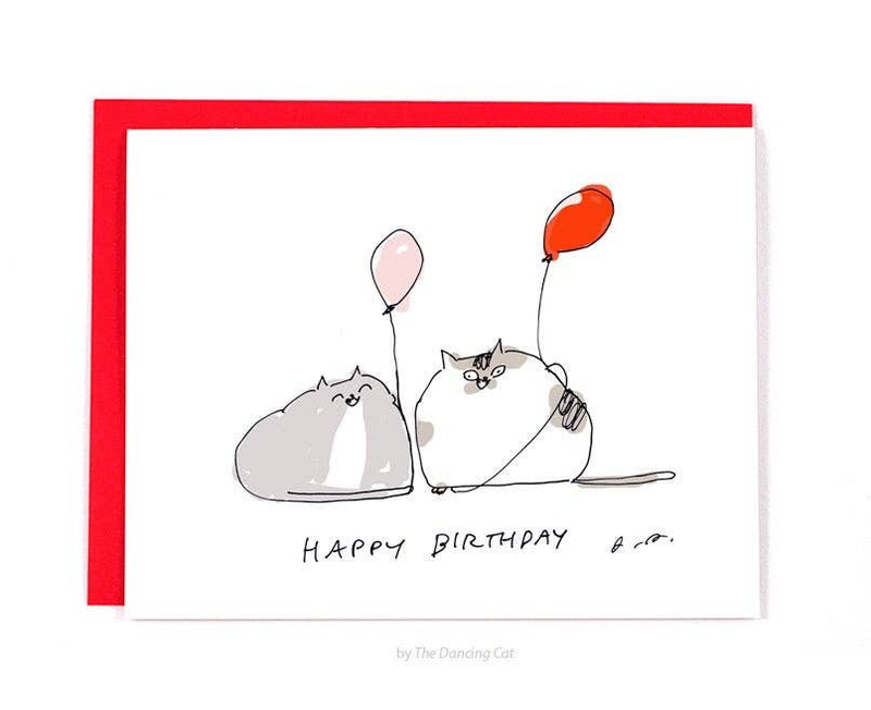Birthday Balloon Cats Card