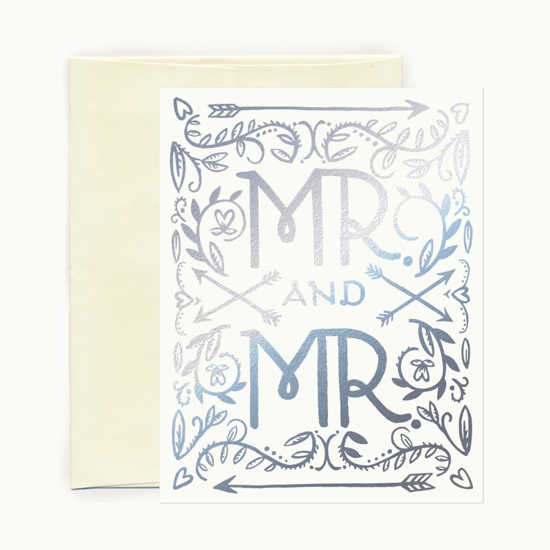 Silver Mr. and Mr. Wedding Card