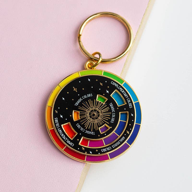 Color Wheel Enamel Spinner Keychain