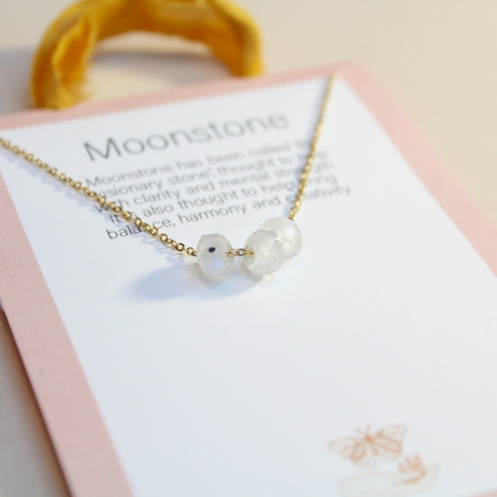 Good Vibes Gemstone Necklace Collection - Rainbow Moonstone