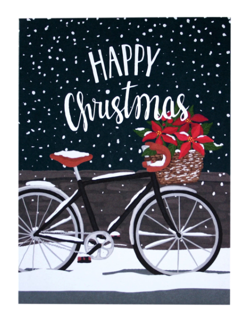 Poinsettia Bicycle Christmas Boxed Cards