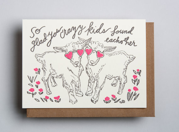 Crazy Kids (Goats) Wedding Card