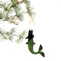 Black Cat Mermaid Ornament