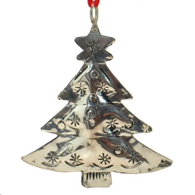 Silver Metal Tree Ornament 3”