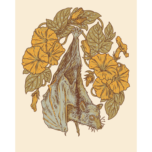 Flying Fox + Morning Glories Giclee Print