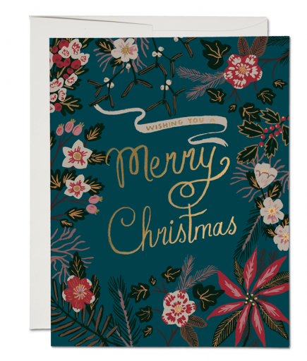 Blue Poinsettia Christmas Boxed Cards