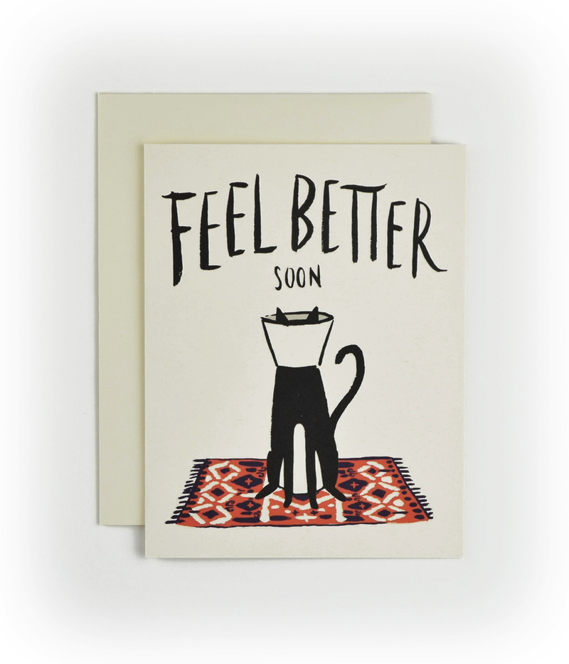 Feel Better Cat Cone Card