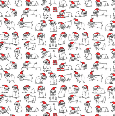 Christmas Pugs Wrap Paper Sheet (pick up only)