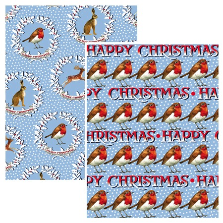Happy Christmas/All Over Wreath Wrap Paper Sheet (pick up only)
