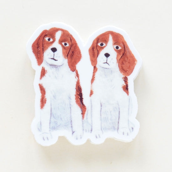 Twin Pups Illustrated Beagle Puppy Die Cut Vinyl Sticker