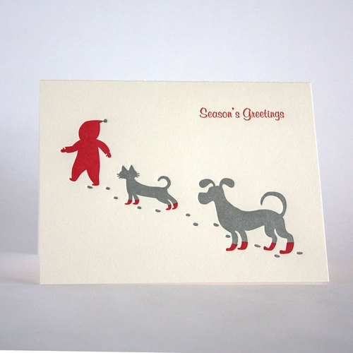 Season's Greetings Red Boots Holiday Card