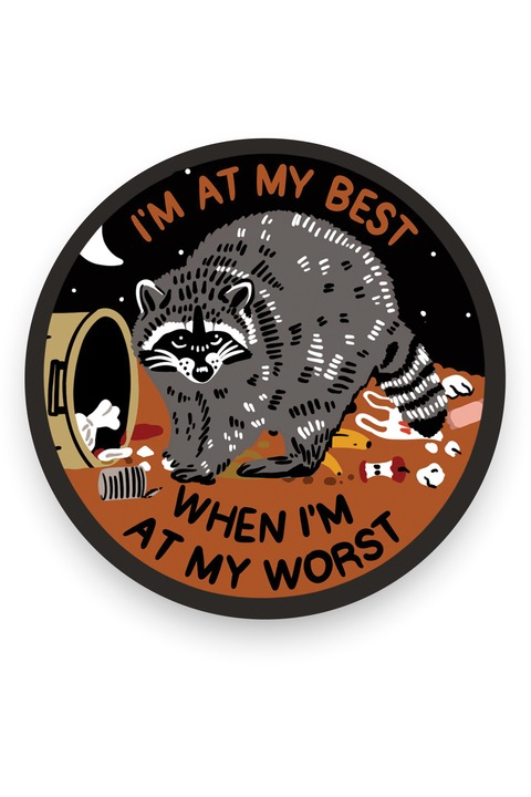 At My Best Raccoon Sticker