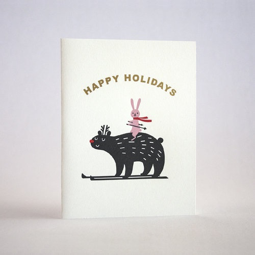 Bear and Bunny Skis Holiday Card