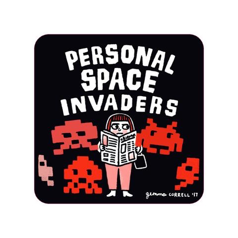 Personal Space Invaders Sticker