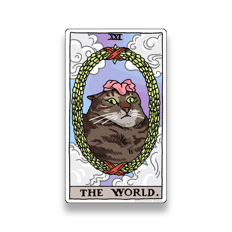 Tarot Cat Meme Sticker - The World