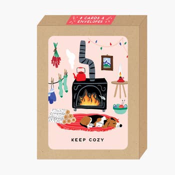 Keep Cozy Hearth Holiday Cards Boxed
