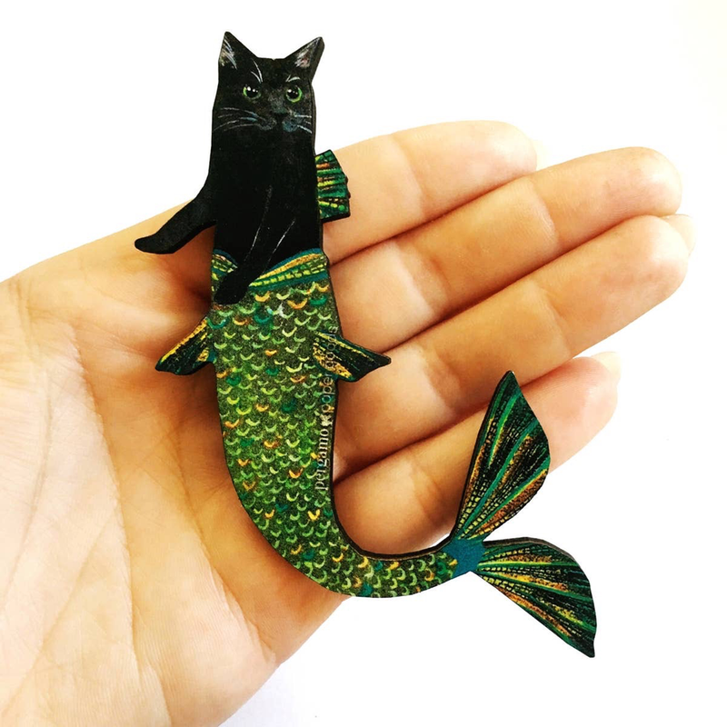 Black Cat Mermaid Magnet