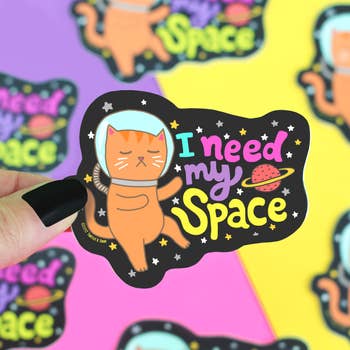 Need My Space Galaxy Cat Vinyl Sticker
