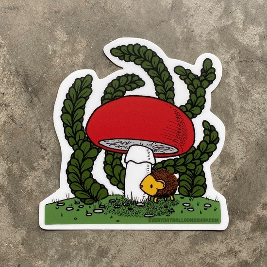 Hedgehog and Mushroom Vinyl Sticker
