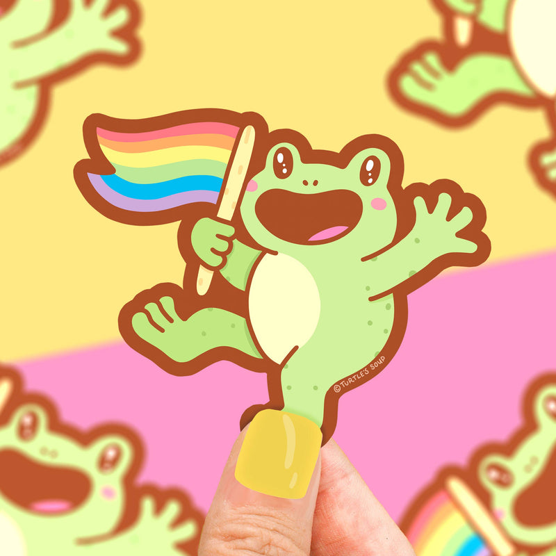 Pride Flag Frog Vinyl Sticker