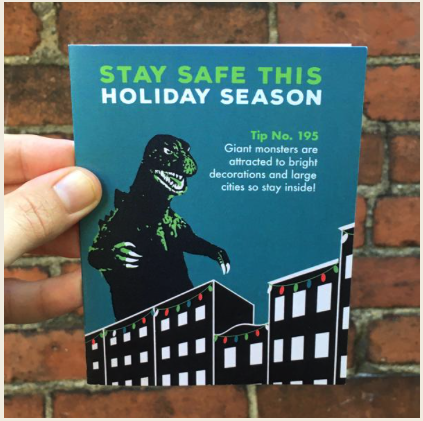 Stay Safe From Giant Monsters Holiday Card