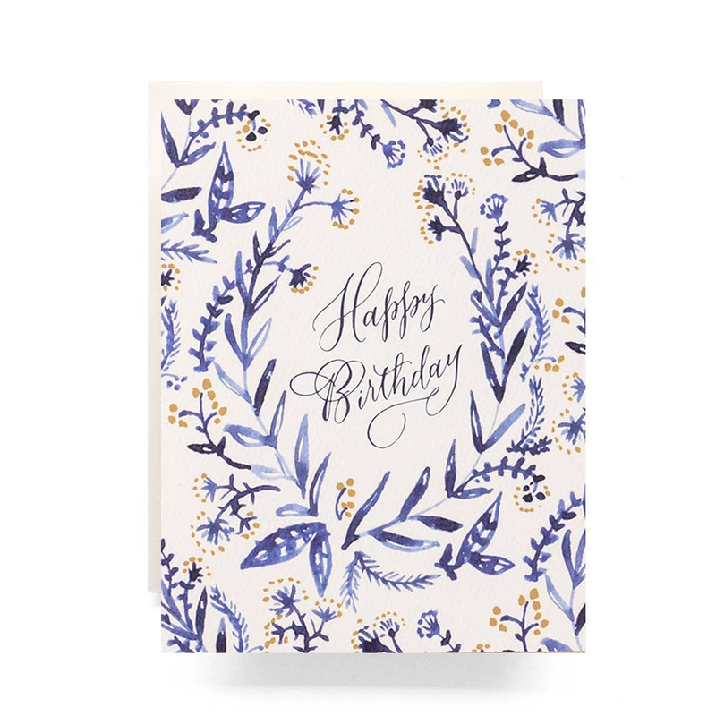 Cobalt and Canary Happy Birthday Card