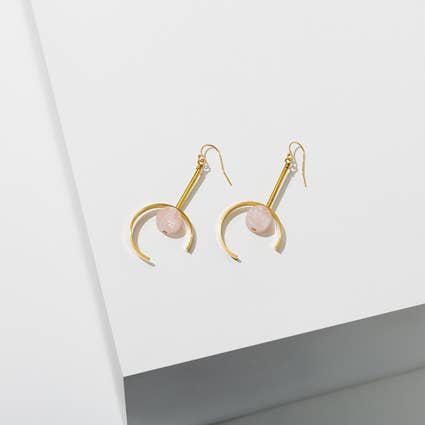 Santorini Earrings : Rose Quartz